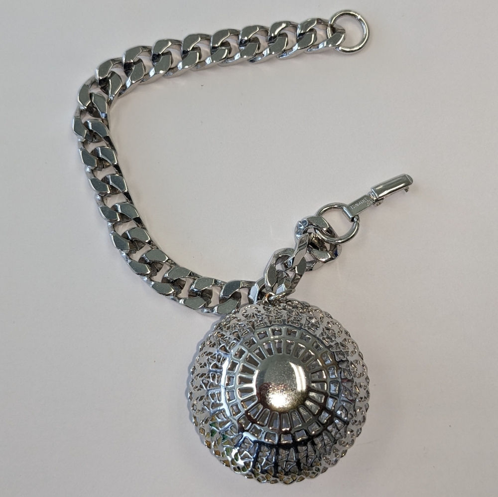 EVC CROWN TRIFARI SILVER TONE BRACELET